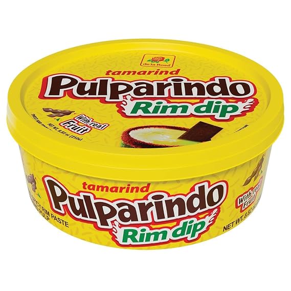 De La Rosa Pulparindo Rim Dip Paste With Real Fruit, Great for fruit, candy, cocktails, micheladas, and more! 8 Oz (8 Oz, ORIGINAL)