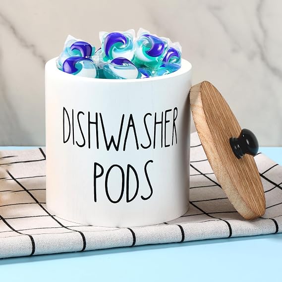 Dishwasher Pod Container Small Dishwasher Pod Holder With Lid Weekly Supply To Keep Fresh Round Storage Wide Opening Laundry Detergent Laundry Pod Holder Laundry Pods Container For Home Kitchens