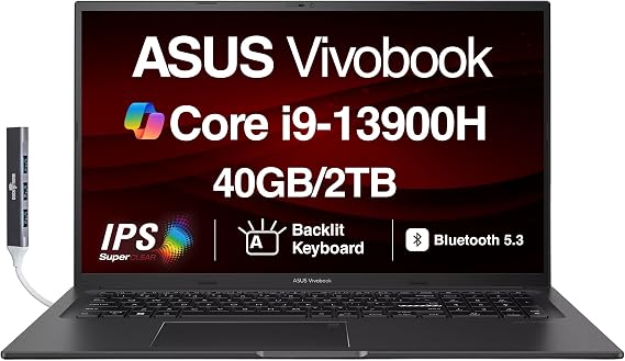 ASUS Vivobook K3704VA-DS96 17X Laptop 17.3" IPS FHD Display w/DZT Hub
