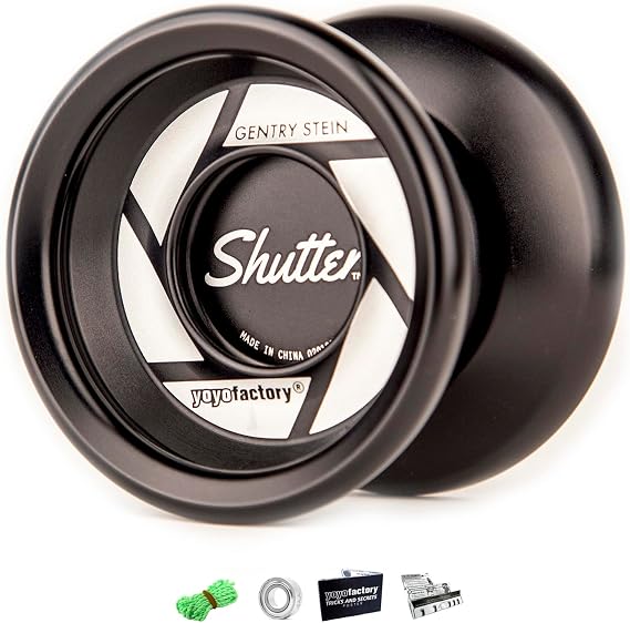 YoYo Factory Shutter Metal Yo Yo – Professional Trick YoYo with Extra Ball Bearing | Unresponsive Magic YoYo Kids, Teens & Adults - Black