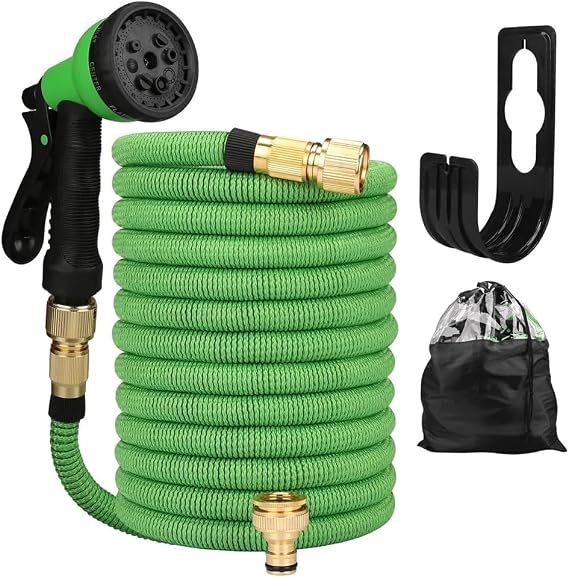 Garden Hose,Hose Pipe 50FT~100FT Garden Hose Inflatable Watering Hose High-pressure Car Wash Hose Inflatable Garden Hose With 8 Function Spray(Green,50ft)