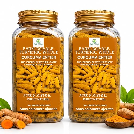 Farm Royale Whole Haldi/Turmeric/Sabut/khadi haldi||200gm ||100% Pure and Natural||Export Quality||Hand-picked material
