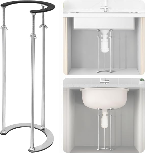 IRONWALLS Undermount Sink Brackets Stainless Steel, 15.7 to 27.5 Adjustable Under Sink Support Brackets, Bathroom Kitchen Sink Support Legs, Sink Repair System | Adjustable Undermount Sink Support, Under Sink Support Bracket Leg Pole for Kitchen Bathroom, Under Mount Sink Repair System