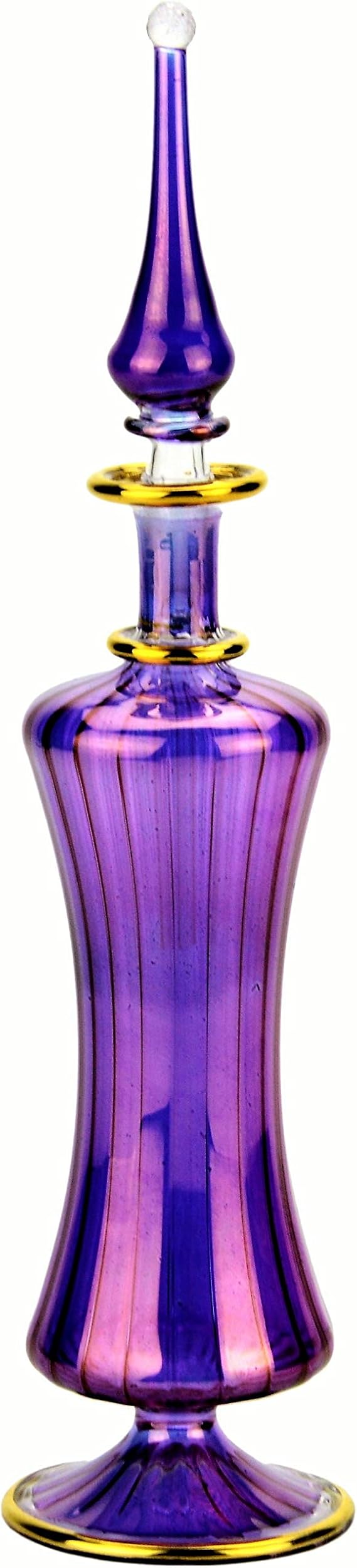 NileCart 9 in. Egyptian Perfume Bottle large size. Violet handmade in Egypt For your perfume, essential oils, Egyptian decoration or party table centerpiece