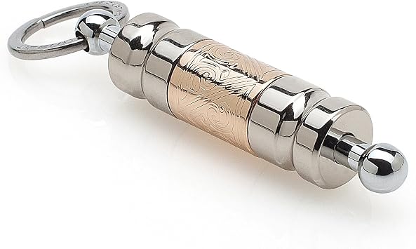 JIFENG Cigar Punch - Copper Engraved - Rose Gold & Silver Flametongue Totem Carving - 2 Size Blades - Retractable and Screw Out - Gift Box Included - Smoking Accessories - Perfect for Outdoor Use