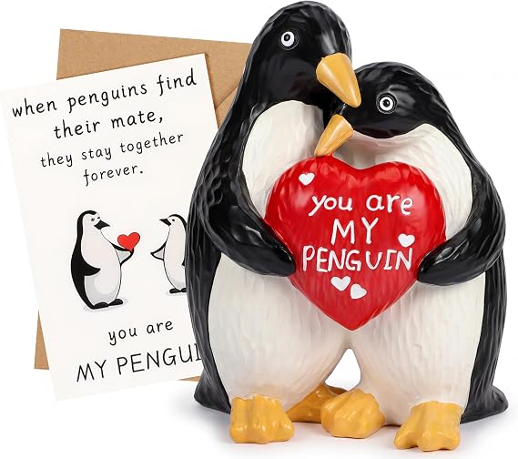 Anniversary Wedding Gifts for Women Men, Handcrafted Birthday Gift for Her Him Couple, I Love You Birthday Gift for Wife Husband, Penguin Figurine for Boyfriend Girlfriend