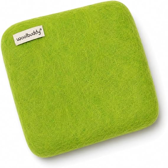 Woolbuddy Needle Felting Mat 6 x 6 x 1.5 Inch (Lime), Pure Wool Felt Pad | 100% Pure Wool Felt Pad (6 x 6 Inch), Durable Plastic-Free Needle Felting Mat, Replacement for Needle Felting Foam Pads