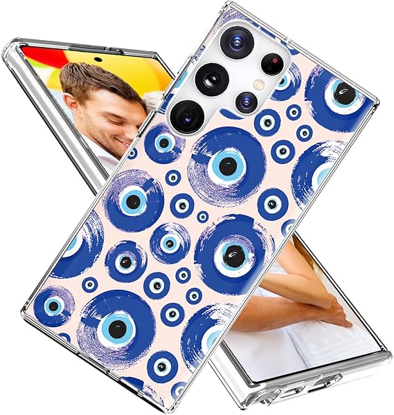 for Galaxy S23 Ultra Case,Samsung S23 Ultra Case for Girl Women Men, Shockproof Thin Slim Soft TPU Protective Phone Cover for S23 Ultra,Cute Cool Cartoon Blue Magic Fashion Turkey Evil Eye