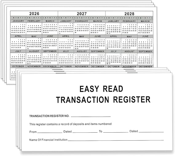 30 Pack Checkbook Register for Personal Checkbook, Thick Paper Check Registers with Extra Wide Description Columns, Blank Transaction Ledger for Checking, Savings, Deposit and Credit Card Accounts