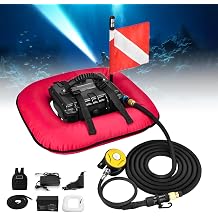 Scuba Diving Ventilator System 52L/min, Portable Tankless Underwater Breathing Device, Waterproof Air Compressor, 60-70Min Endurance, Detachable Hose, Can Board The Plane Red-DualBattery