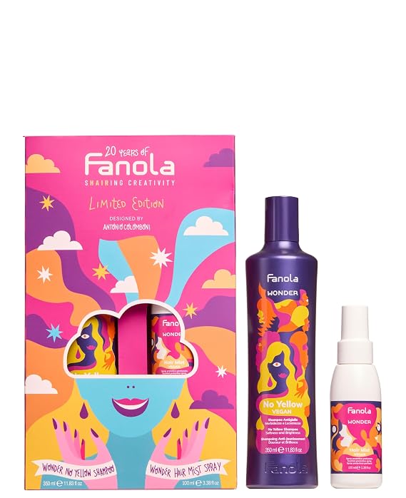Fanola 20th Anniversary No Yellow Purple Shampoo & Hair Spray Kit, 2 Count