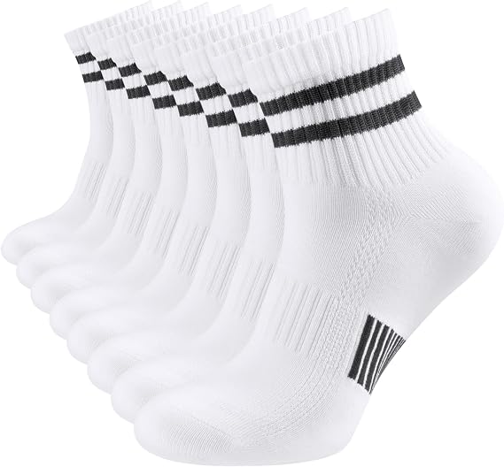 YOJOOM 8 Pairs Trainer Socks for Men Quarter Cotton Sports Socks for Men 9-12 6-9