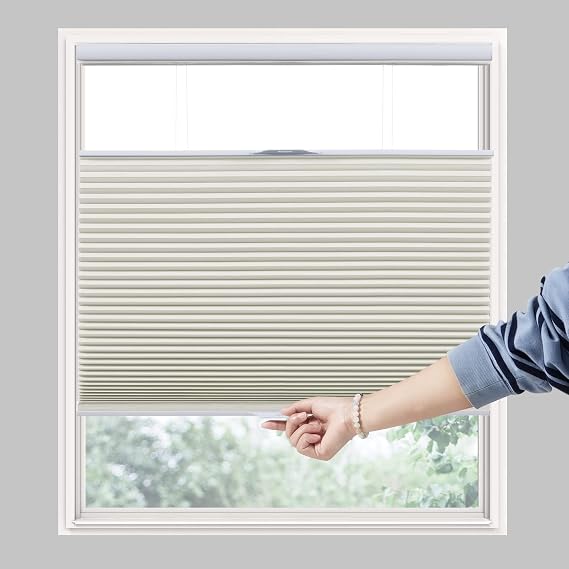 Persilux Cordless Top Down Bottom Up Cellular Shade, Light Beige, Blackout, One Size, Inside Mount, for Window, Energy Saving, Light Filtering, UV Protection, Waterproof, Honeycomb Blinds Insulated