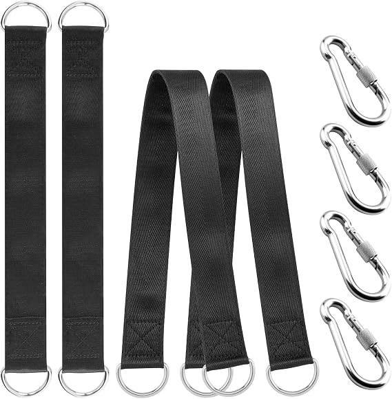 2 Pairs Gym Hanging Straps Kit with 4 Screw Lock Hooks, Outdoor Hanging Kit Fitness Extension Straps for Gym Bar, Door Bar, Cable Machines, Pull-up Bar Gym Equipment, Gym Fitness Strap