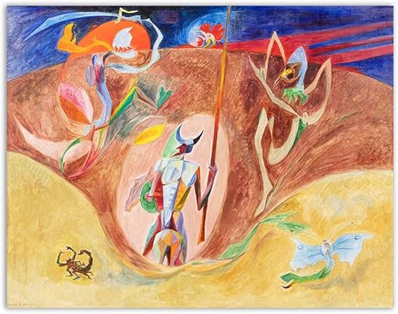 Abstract Wall Art Picture,Andre Masson Famous Painting Print on Canvas Enchanteurs Reproduction on Canvas,Colorful Poster and Prints for Home Decor 30x40cm(12x16in) Frameless