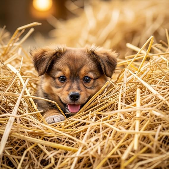 4 lbs Natural Wheat Straw Soft, Absorbent Animal and Dog Bedding Ready-to-Use, Versatile Straw for Pets and Gardening - Seed and Grass Cover - Chicken Coop (4 Lbs)