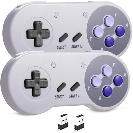 2 Pack Wireless USB SNES Controller for Switch 1/2, Windows PC, Mac(Purple)