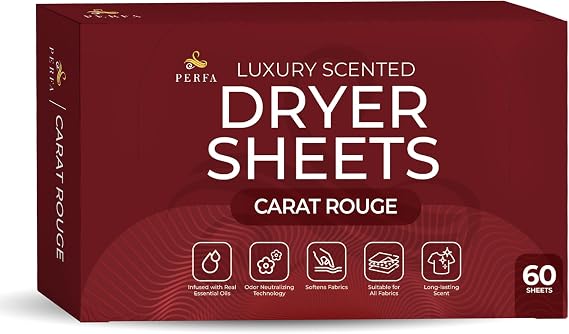Dryer Sheets for Women - B.accarat Inspired Scent Long Lasting by Perfa | Luxury Fragrance - Softens & Reduces Static Cling - Great for Travel Bags & Drawers - Thoughtful Gift for Any Occasion