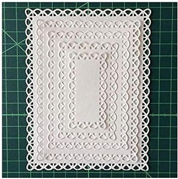 Nested Stitched Scallop Rectangle Frame Cutting Dies, Metal Cutting Dies Stencils DIY Etched Dies Craft Paper Card Making Scrapbooking Embossing 10.7X13.9 cm (Rectangle Frame)