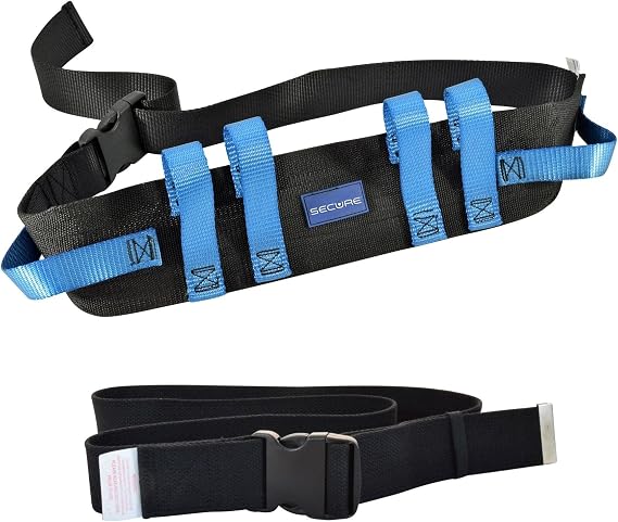 Secure 2-Pack Gait Belt with Handles and 60" Transfer Belt - Quick Release Clip Buckle, Medical Walking Gate Standing Assist Elderly Patients, Physical Therapy, Nurse, Caregiver