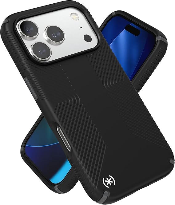 Speck PRESIDIO2 Grip for iPhone 17 Pro Case, MagSafe-Compatible, Slim Protective Case, Black/Slate Grey/White