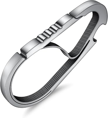 Idakey Full Stainless Steel Anti-Lost Key Chain Carabiner with Bottle Opener for Home, Camping, Fishing, Hiking, Traveling and Keychain Silver