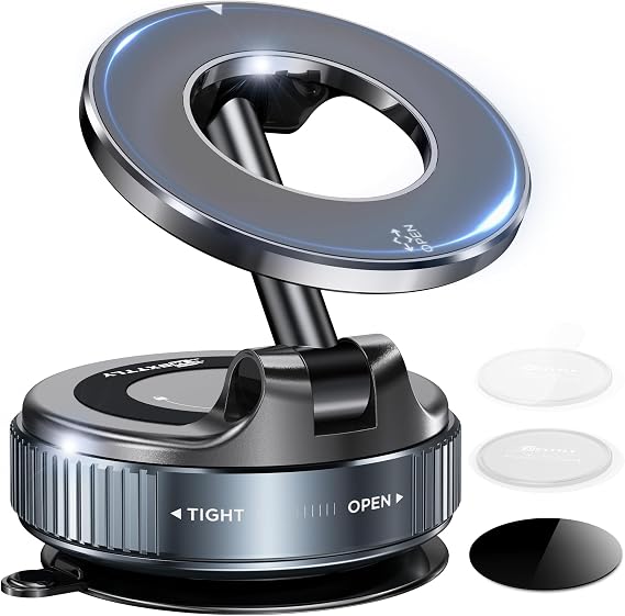 MSXTTLY Vacuum Magnetic Phone Holder, Suction Cup Phone Mount for Your Car