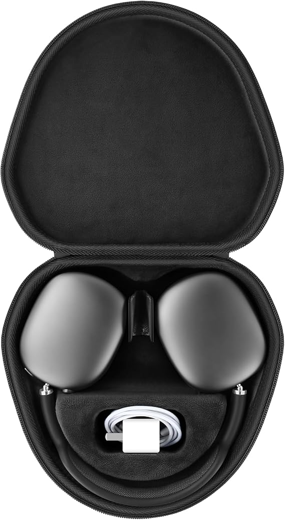 co2CREA Hard Case with Sleep Mode for Apple AirPods Max 2/1, Black | Wireless Over-Ear Headphones Compatibility, Magnetic Bottom Device, Charger Storage, Smart Case, Hard Travel Bag