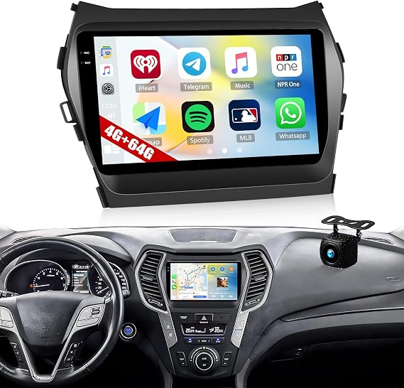 SIXTOP 4G+64G Android Car Stereo Radio for Hyundai Santa Fe IX45 2013-2017 Wireless CarPlay Android Auto, 9 inch in-Cell 1280 * 720 Touchscreen,GPS,Bluetooth 5.0, FM/RDS, SWC,EQ + AHD Rear Camera