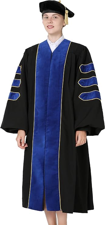GraduationMall Deluxe Doctoral Graduation Gown Tam Set for Faculty and Professor Phd