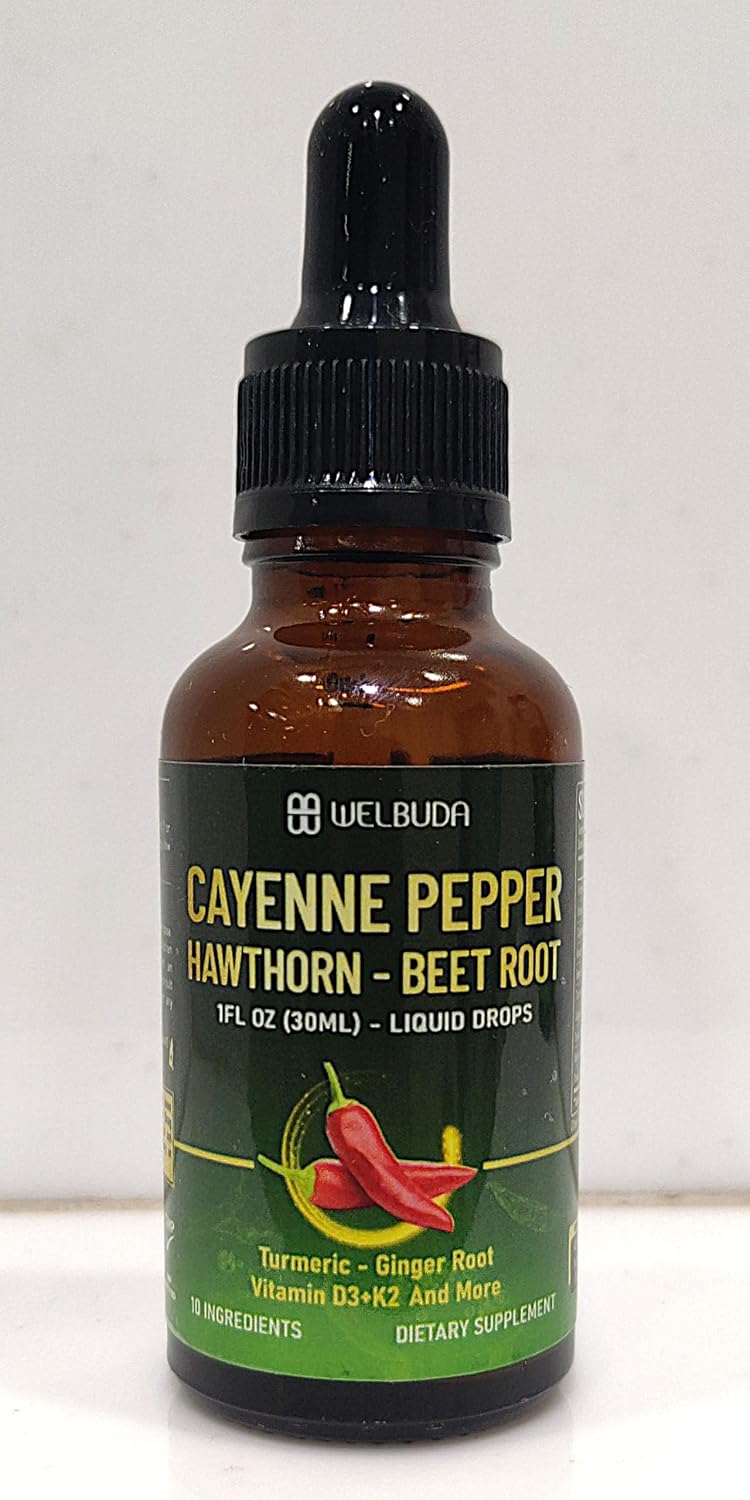 10in1 Cayenne Pepper Supplement with Hawthorn Berry, Beet Root, Turmeric, Ginger, Ceylon Cinnamon, Berberine, Panax Ginseng – 2 Pack 60ml Total - 60Days Supply