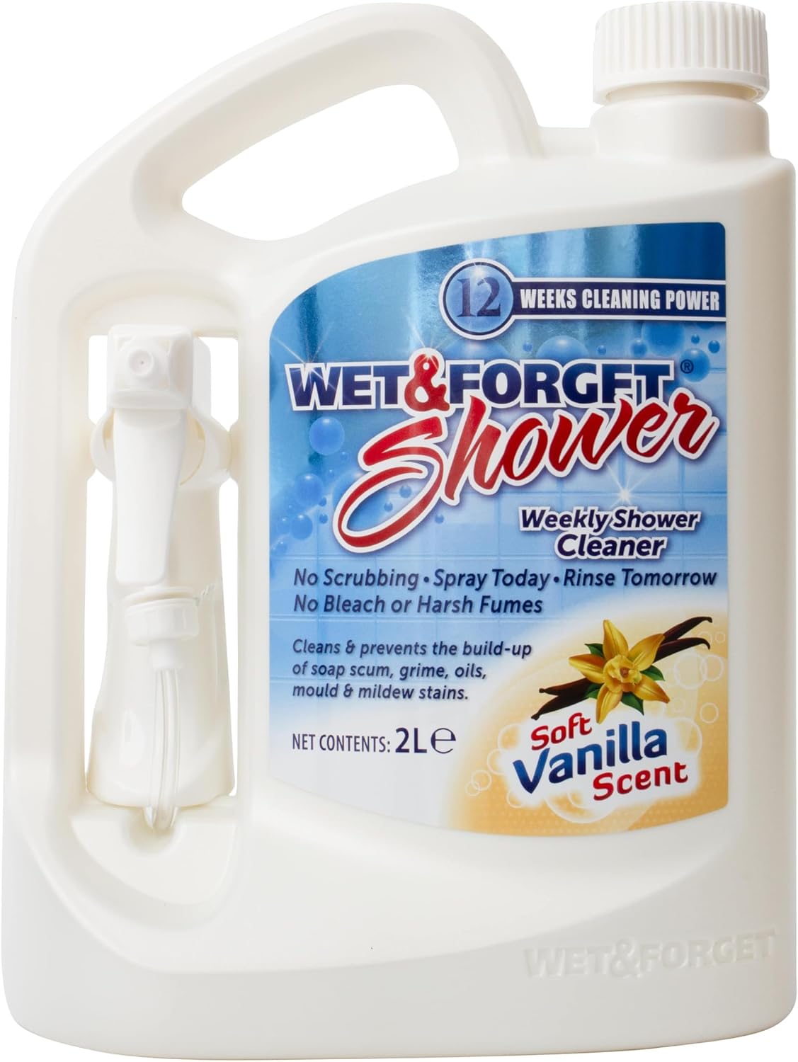 Wet & Forget Weekly Shower Cleaner, No Scrubbing Required, No Bleach Formula, Vanilla Scented, 2L