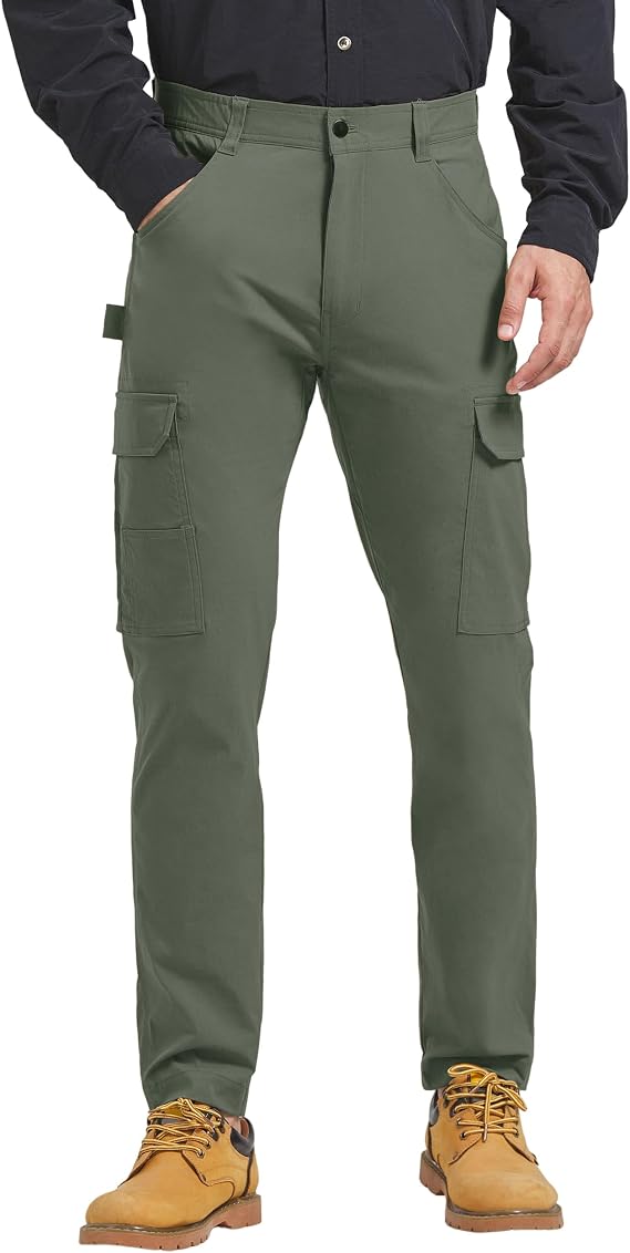 PULI Men's Carpenter Work Pants Cargo Hiking Pants Slim Fit Stretch 30"