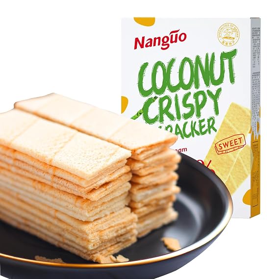 Nanguo Food coconut pancakes, coconut milk cookies, crispy cookies, envelope cookies, casual catch-up snacks, breakfast meal replacement cookies, Chinese cookies, Chinese specialty, 5.65 oz