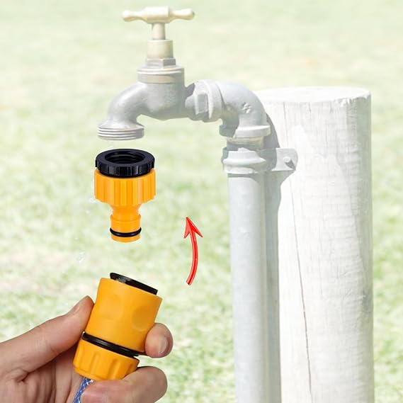 Threaded Tap & Hose Connector,Hose Tap Connectors 1/2 Inch and 3/4 Inch 2in1 Faucet Adapter,1/2 Inch Garden Hose Quick Connector,for Car Washing & Hose Connection(Quick Connector+2-in-1 Tap Connector)