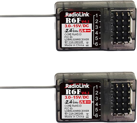 Radiolink R6F 2 PCS 2.4Ghz RC Car/Boat Receivers 6 Channels Low Response Latency RC Training Lightweight for Remote Controller RC4GS V3 RC6GS V3 RC8X (No Gyro)