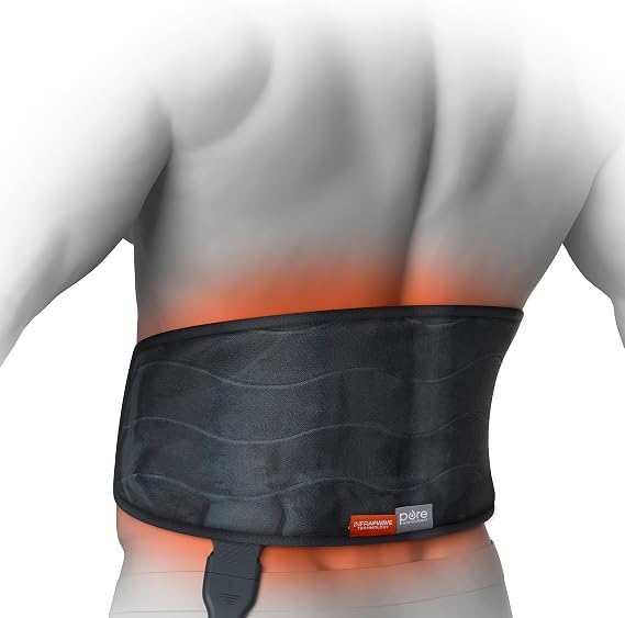 Pure Enrichment PureRelief Pro Far Infrared Universal Heat Wrap - Deep Muscle Relief for Back, Neck, Shoulder, Knee Pain in Athletes, 4 Heat Settings, Dry/Moist Heat, Lumbar Heating Pad (Iron Gray)