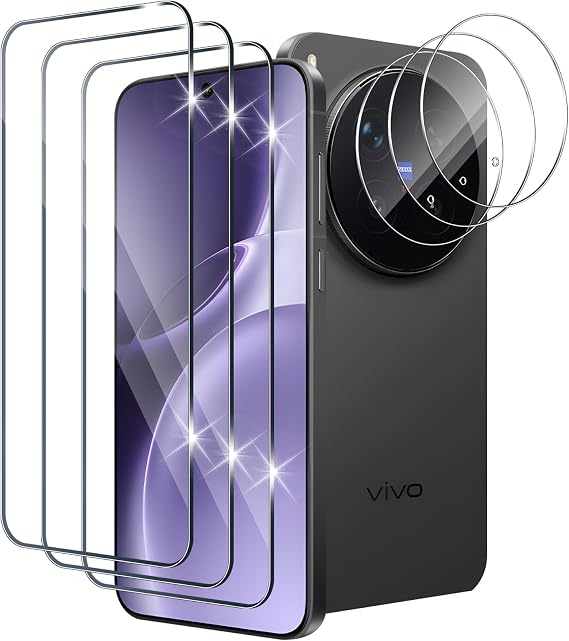 Tempered Glass Film for Vivo X300 Pro with Lens Protection Camera Film, 9H Hardness Anti Scratch Protective Glass, HD Bubble Free Glass Screen Protector [3 + 3 Pieces]