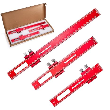 WRINGKIT Set of 3 Woodworking Ruler, 6/8/12 Inch, Aluminum Alloy