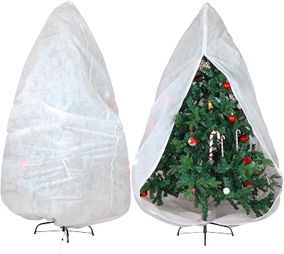 Shappy Christmas Tree Storage Bag 9 x 4 Feet Xmas Tree Cover Upright Dust Proof Bag with Zipper & Drawstring for Xmas Dust-Proof Christmas Fully Decorated Artificial Cover White