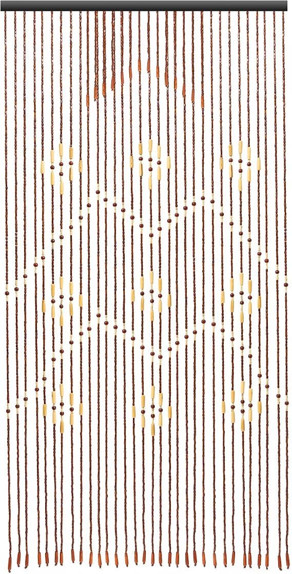 Bamboo Wood Beaded Curtain 32 Strands, Beaded Doorway Curtain 35.4"68.9"