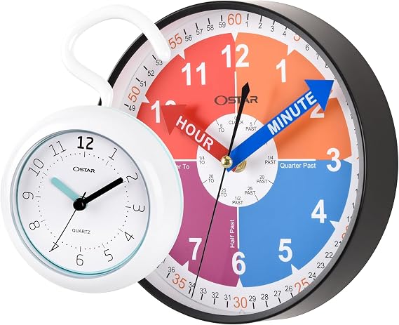 OSTAR Telling Time Teaching Wall Clock Waterproof Bathroom Shower Clock