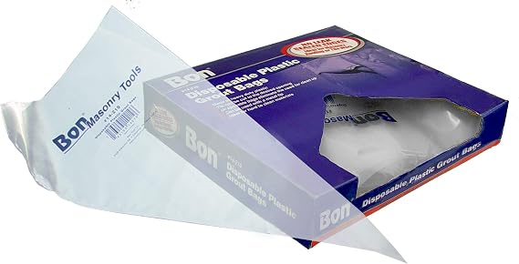 Bon Disposable Plastic Grout Bags Heavy Duty 21 in. x 11 in. Pack of 50 Cut-to-Size Tips for Easy Mortar Application and Mess-Free Clean Up
