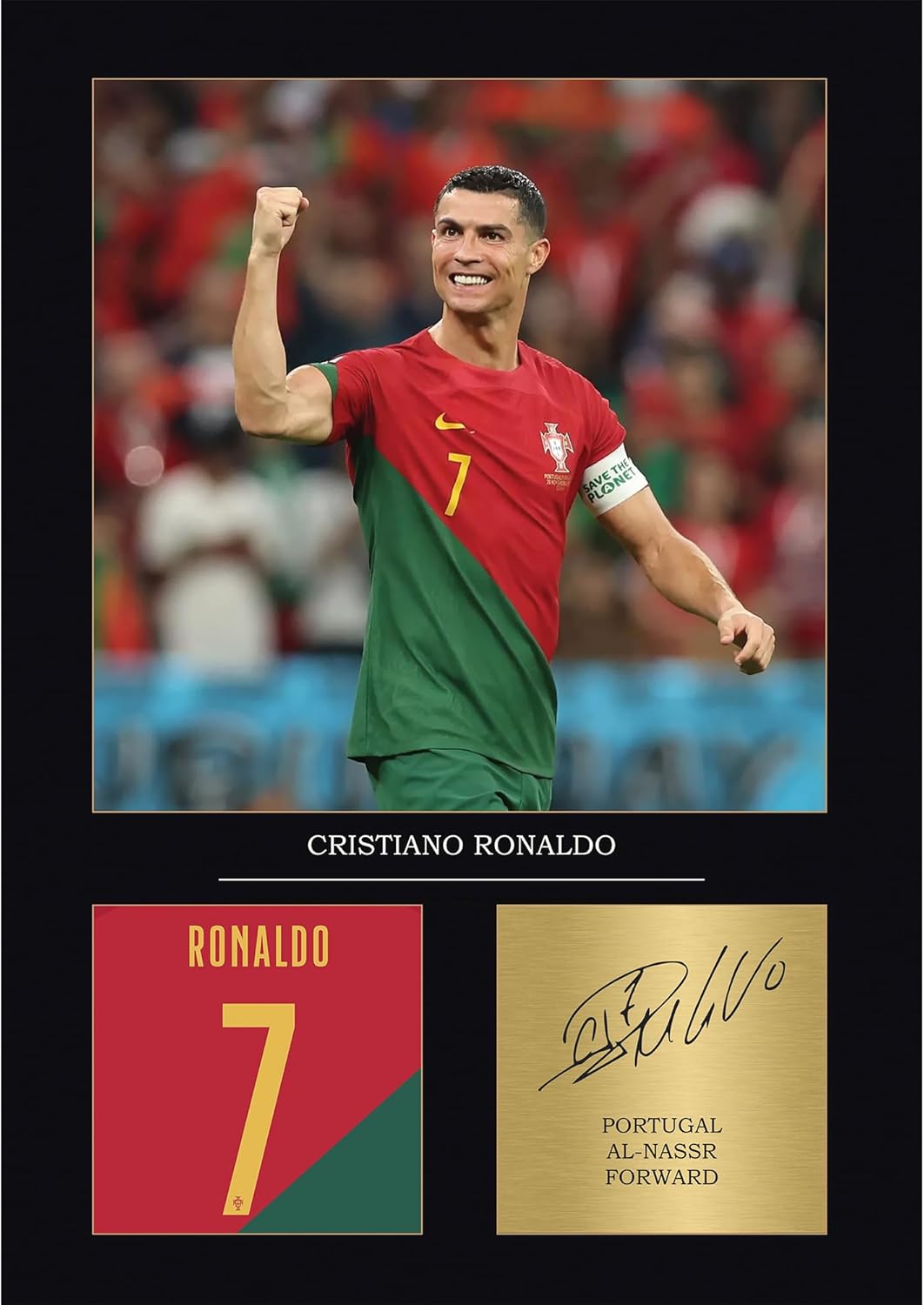 Cristiano Ronaldo Gift Portugal National Team Signed A4 Print Display Ronaldo Gifts For Boys Digitally Reproduced Signature Ronaldo Gifts For Men Framed
