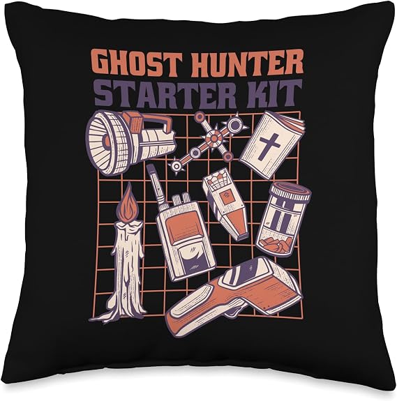 Ghost Hunter Equipment Kit Paranormal Investigations Throw Pillow