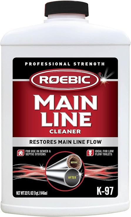 Roebic K-37-Q Septic Tank Treatment Removes Clogs, Environme & K-57-Q Septic System Cleaner, 32 Ounces & K-97 Main Line Cleaner, Exclusive Bacteria Digests Paper, Fats, and Grease