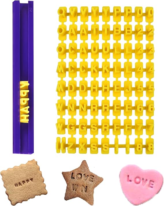 Alphabet & Number Cookie Press Stamps, Fondant Letter & Number Moulds | Letter stamps for clay fondant icing biscuit press, cake decorating tools for valentine's easter baking,clay,and pastries