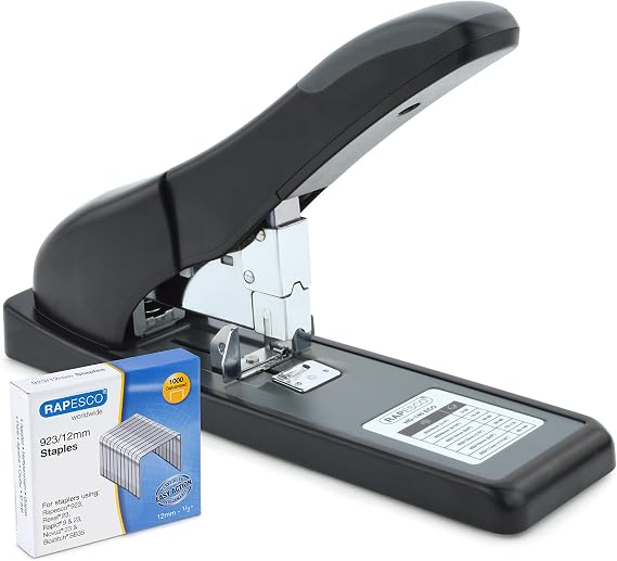 Rapesco 1550 ECO HD-140 Heavy-Duty Stapler, 140 Sheet Capacity, Black