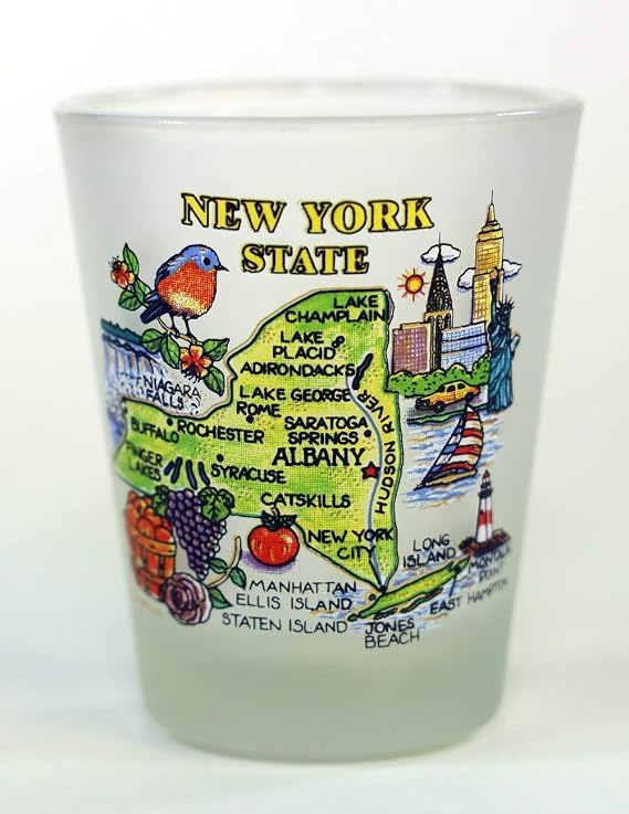 World By Shotglass New York Map Frosted Shot Glass