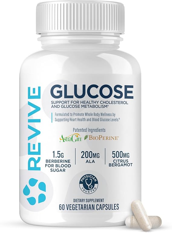 Revive MD Glucose Support Supplement for Men & Women - Glucose Supplement Supports Metabolic Health for Healthy Blood Sugar Levels - Blend of Botanical Extracts & Essential Nutrients (30 Servings)
